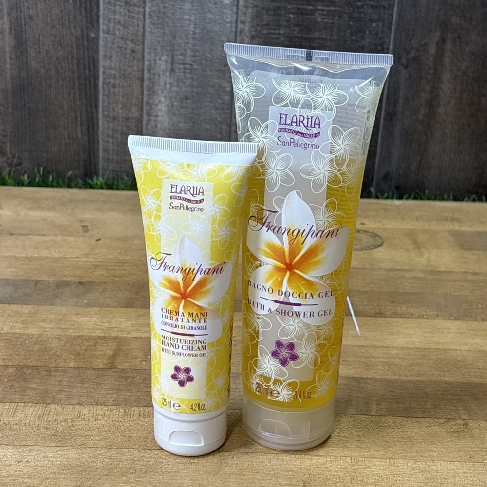 Elaria San Pellegrino Frangipani Bath Shower Gel Hand Cream 2pc Sealed
